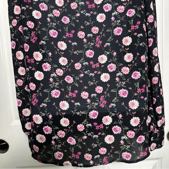 Elie Tahari Womens Size Small Black Floral Blouse Button Front Top Office Work - Picture 10 of 13
